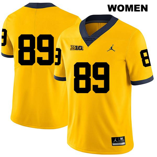 Women's NCAA Michigan Wolverines Carter Selzer #89 No Name Yellow Jordan Brand Authentic Stitched Legend Football College Jersey XB25H14WW